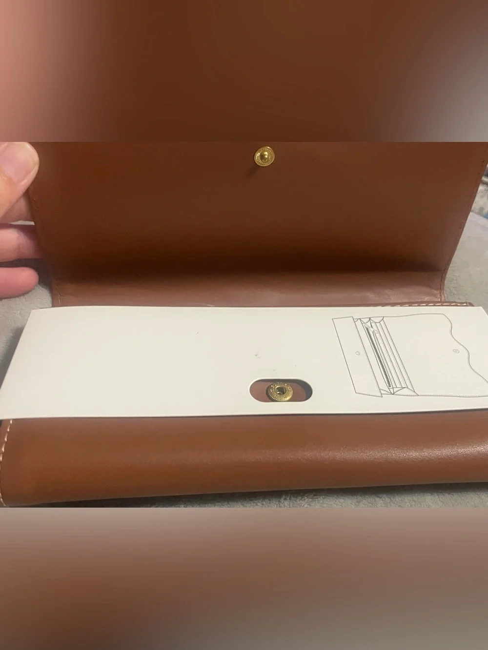 Free Assembly Avery Cut Out Clutch Wallet Cognac Brown Cream NWT